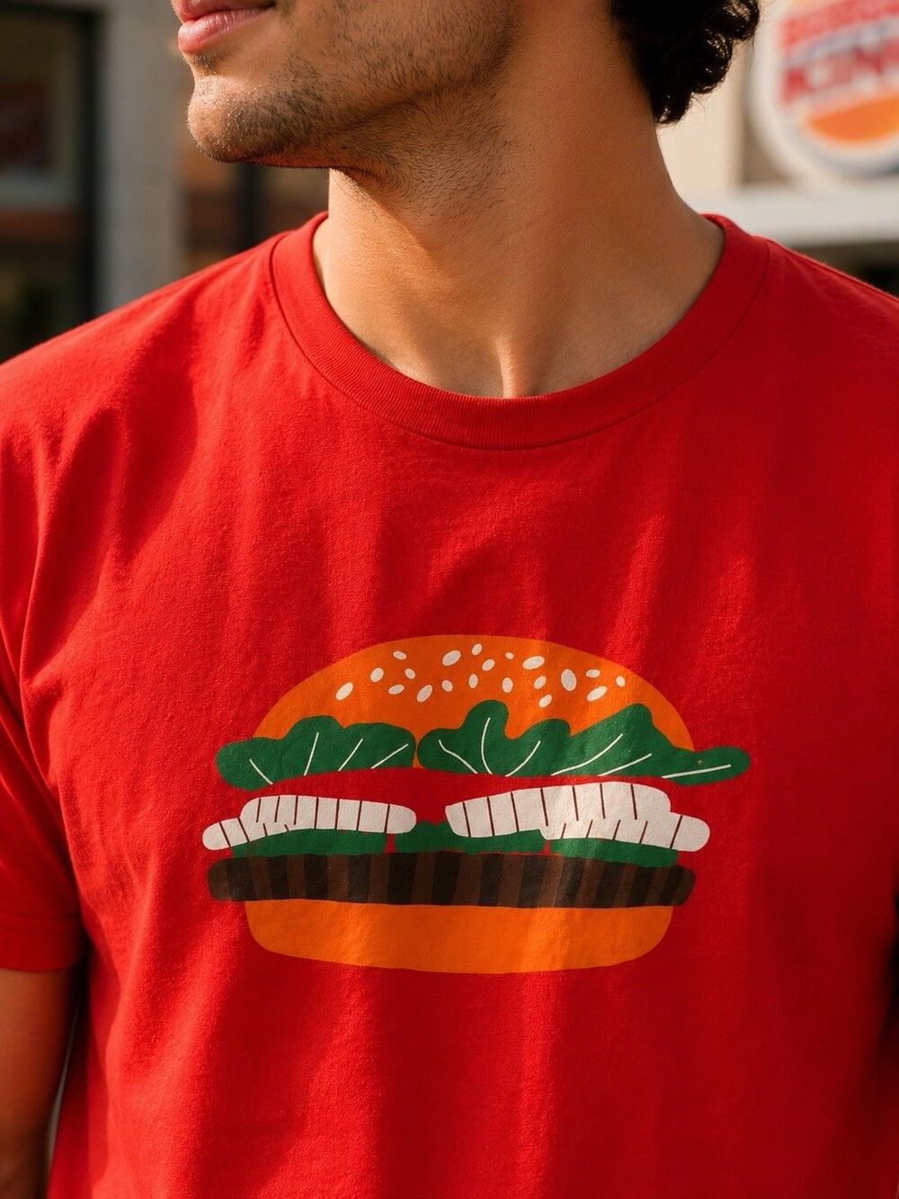 Burger King Official Whopper Sandwich Employee Crew Member Red T-Shirt Large